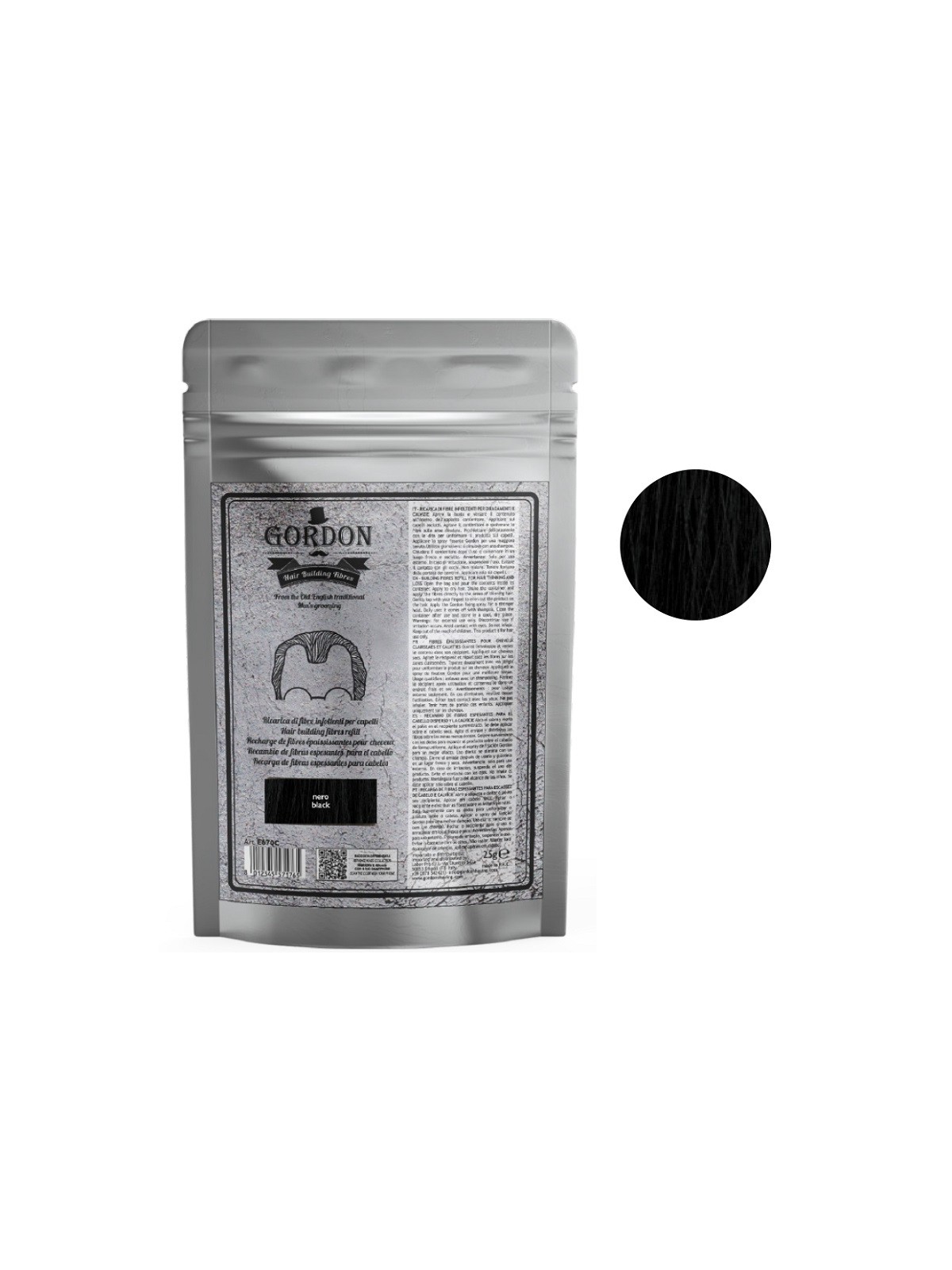 Gordon Ricarica Fibre Infoltenti per Diradamenti e Calvizie Nero 25gr |GORDON