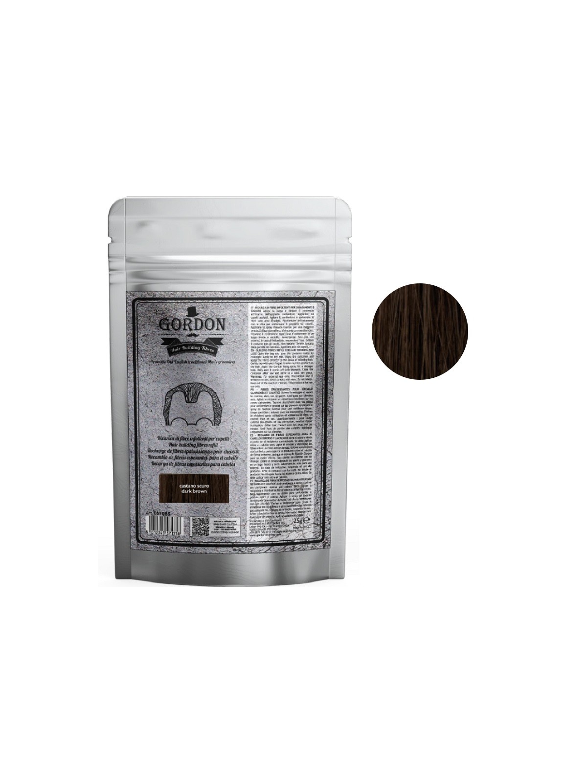 Gordon Ricarica Fibre Infoltenti per Diradamenti e Calvizie Castano Scuro 25gr |GORDON