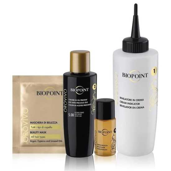 Biopoint orovivo elisir di colore kit colorante 5.00 castano chiaro