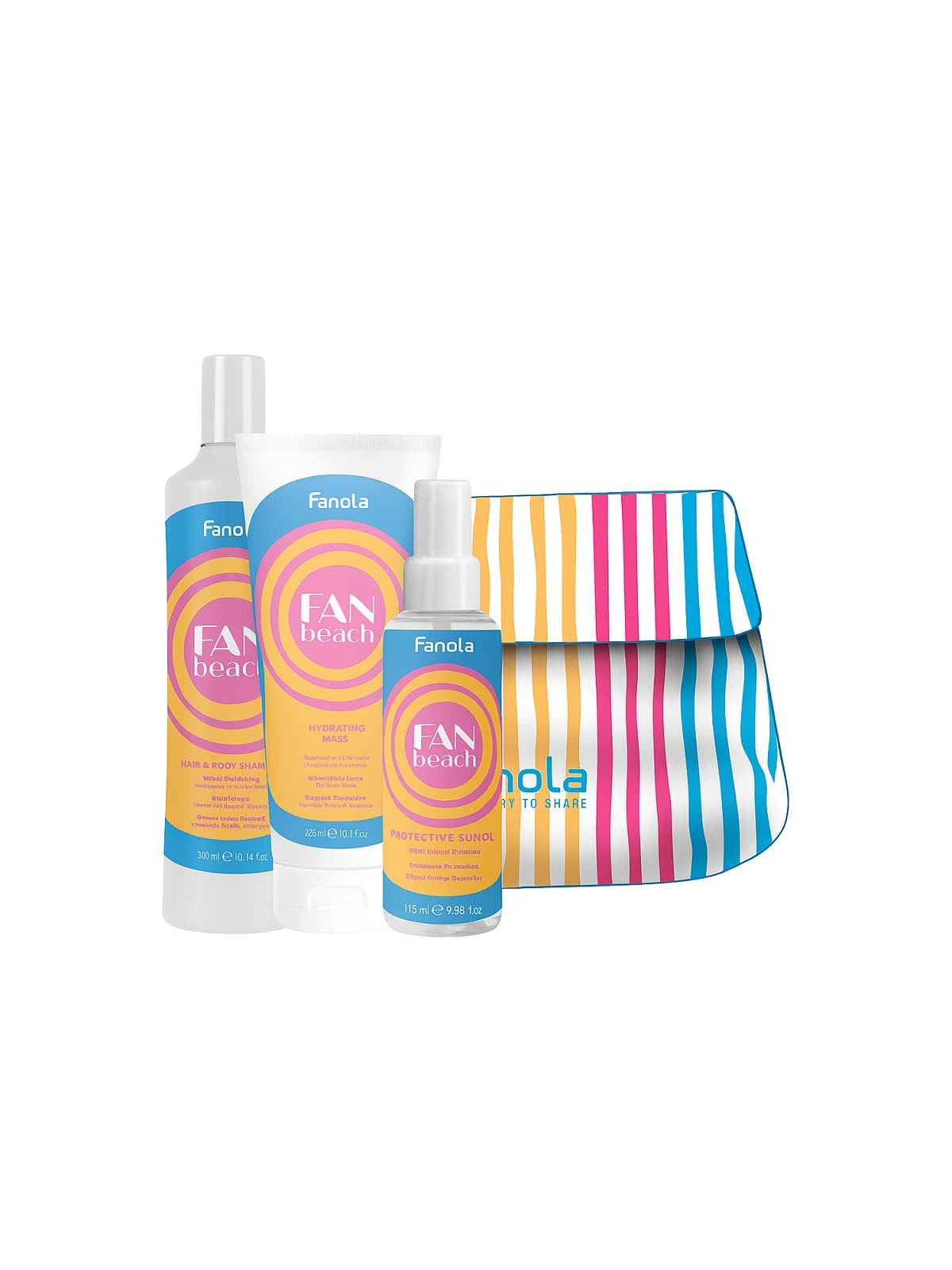 Fanola Fan Beach Kit Shampoo Doccia e Olio Solare Protettivo Maschera e Pochette |FANOLA